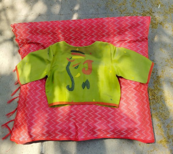 Handwoven Jamdhani Weave Cotton Ready Blouse