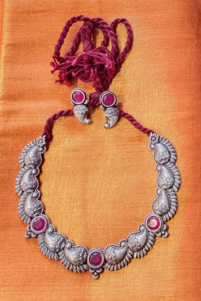 Ethnic German Silver Neck Piece with Ear Stud