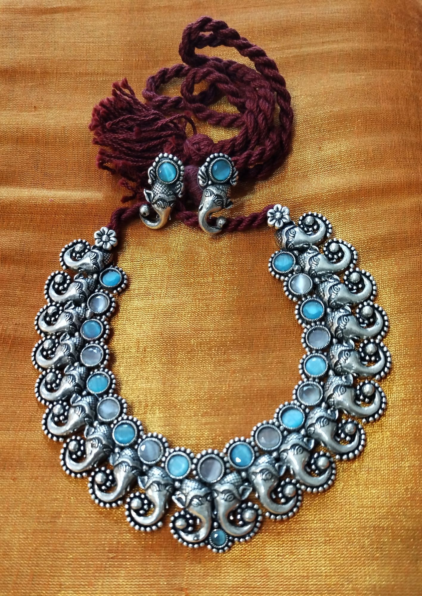 Ethnic German Silver Neck Piece with Ear Stud