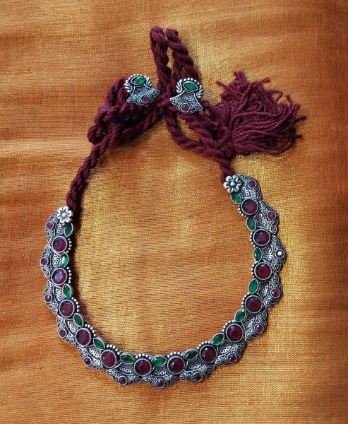 Ethnic German Silver Neck Piece with Ear Stud