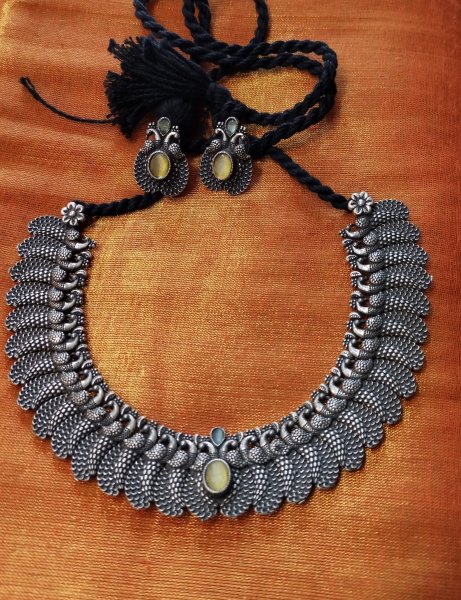 Ethnic German Silver Neck Piece with Ear Stud