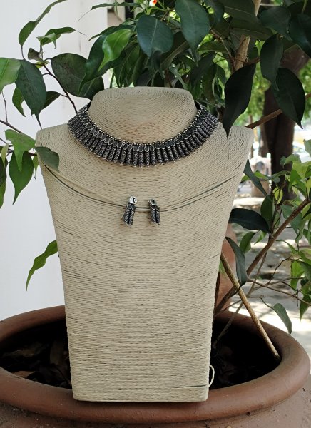 Ethnic German Silver Neck Piece with Ear Stud