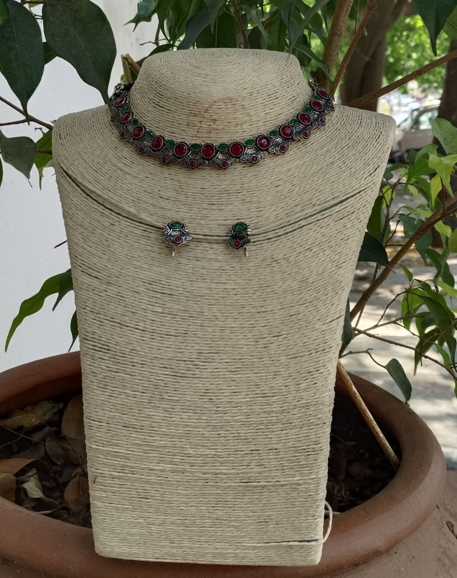Ethnic German Silver Neck Piece with Ear Stud