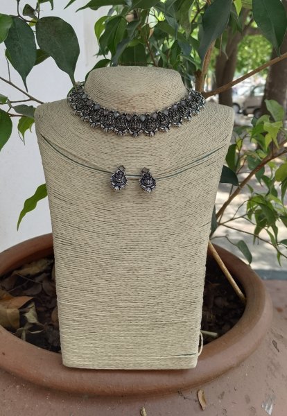 Ethnic German Silver Neck Piece with Ear Stud