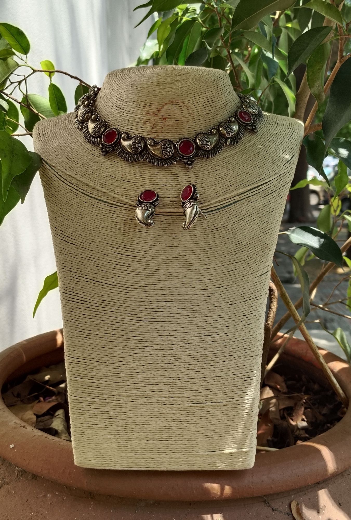 Ethnic German Silver Neck Piece with Ear Stud