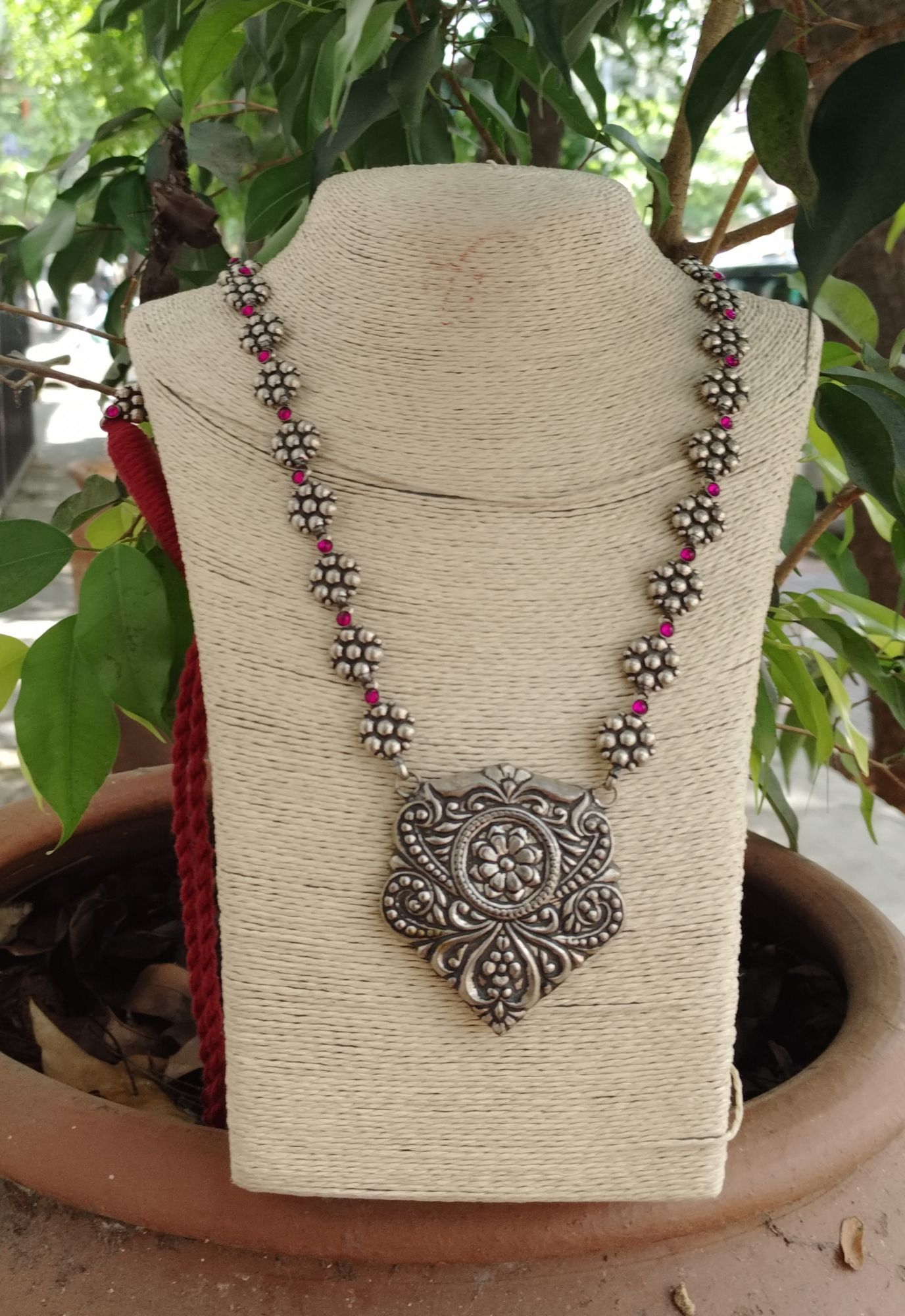 German Silver Long Chain With Pendant