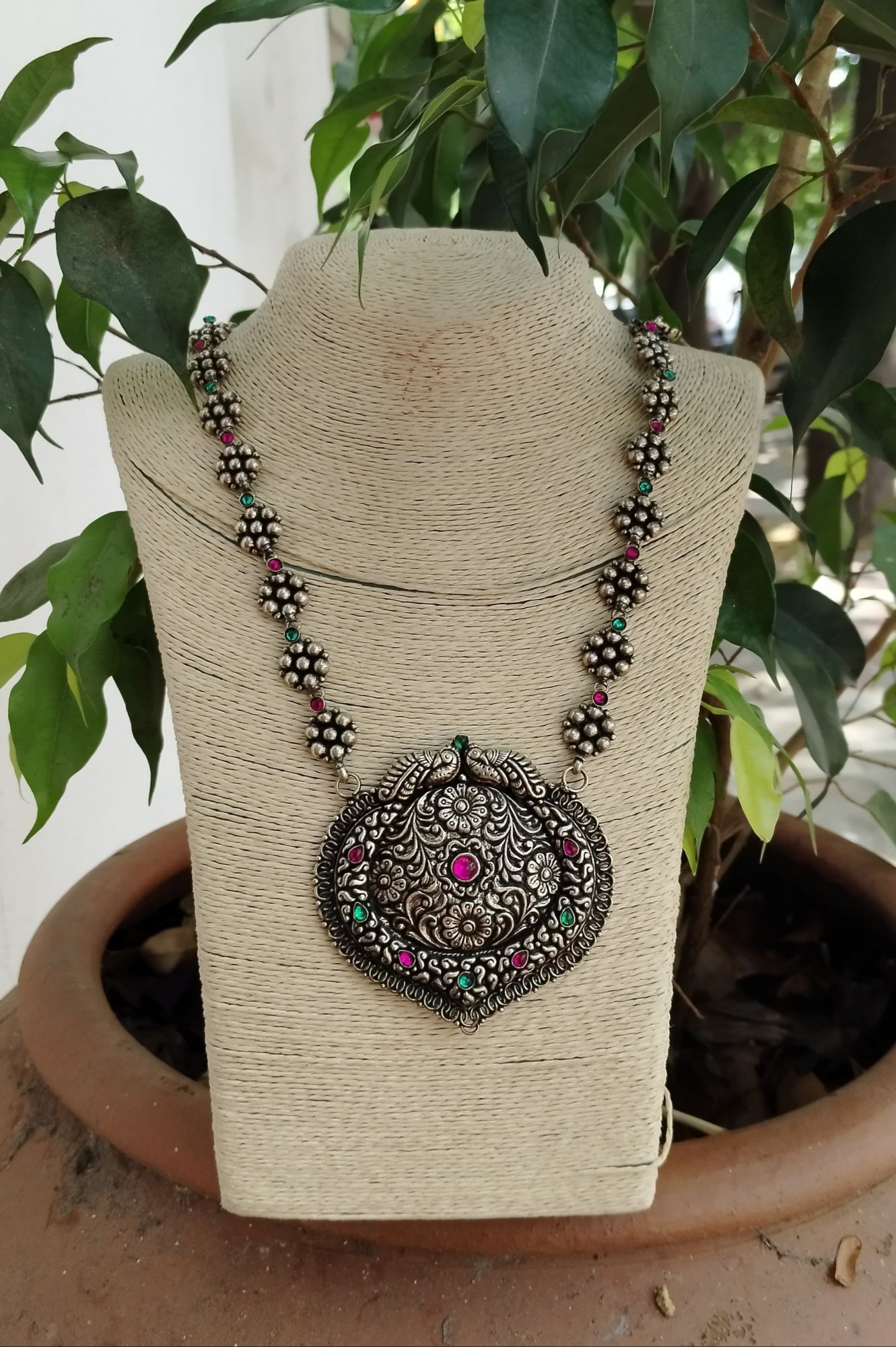 German Silver Long Chain With Pendant