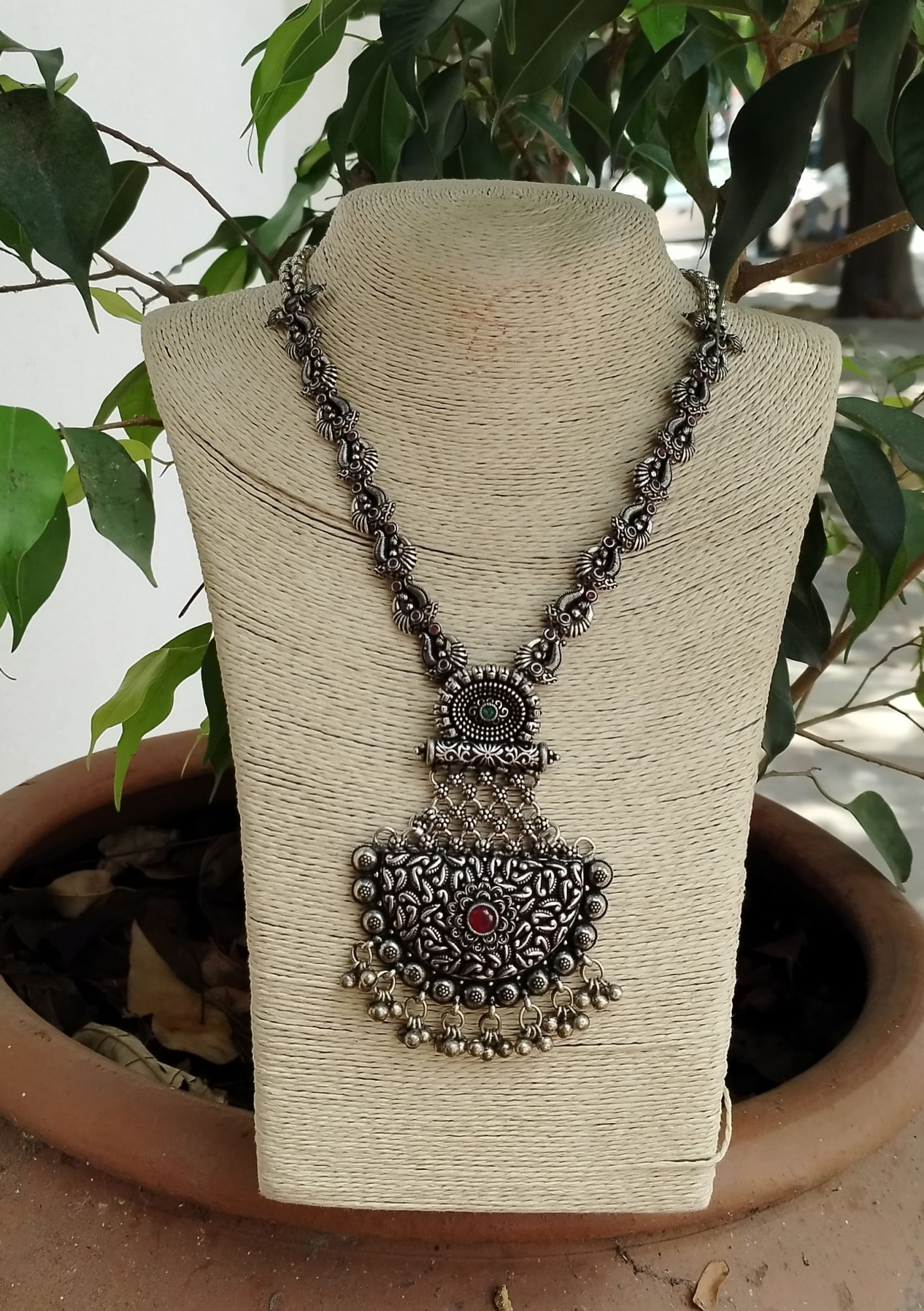 German Silver Long Chain With Pendant