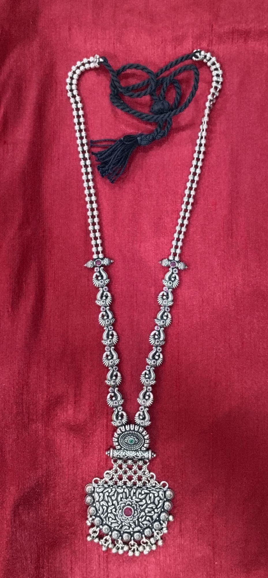 German Silver Long Chain With Pendant