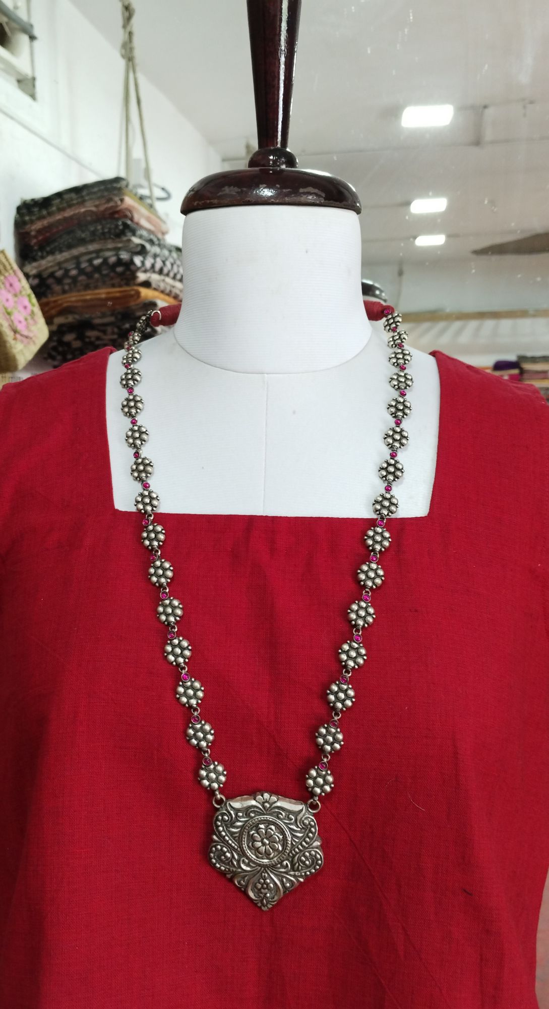 German Silver Long Chain With Pendant