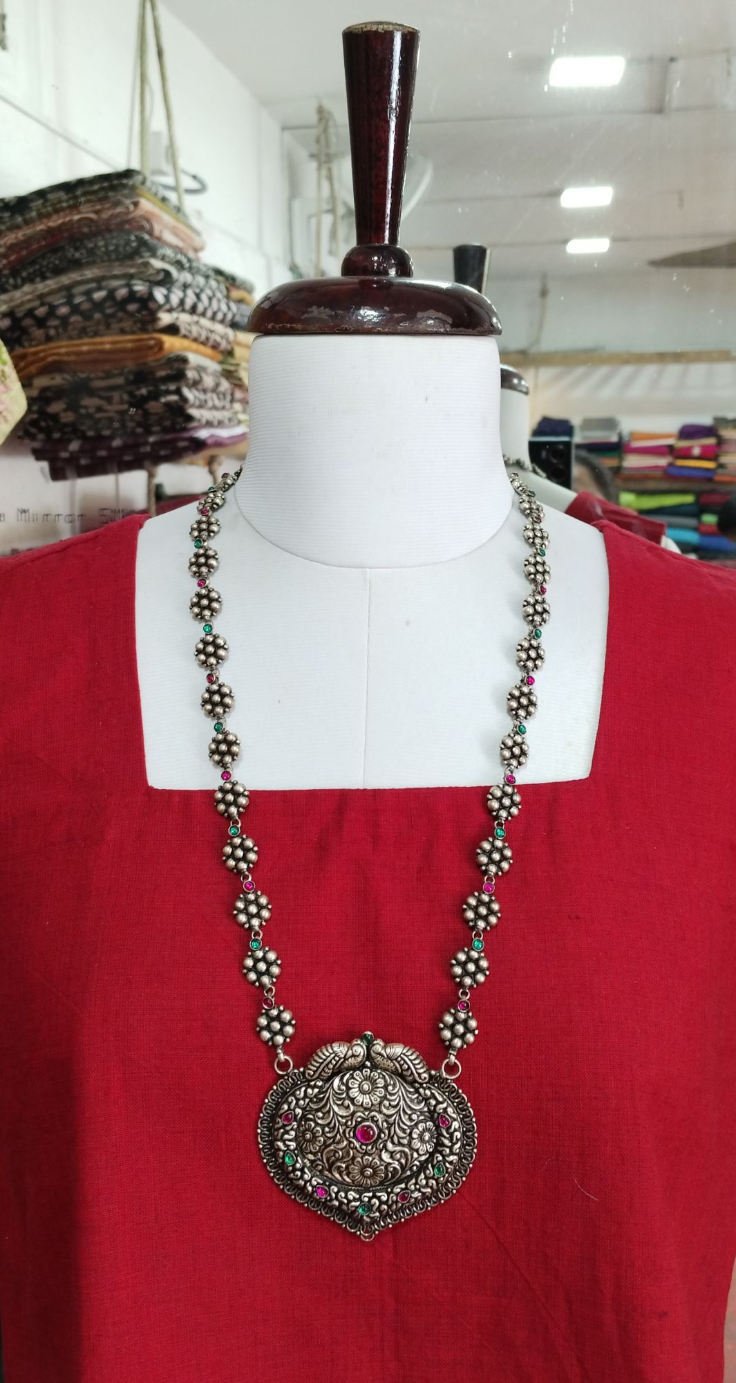 German Silver Long Chain With Pendant