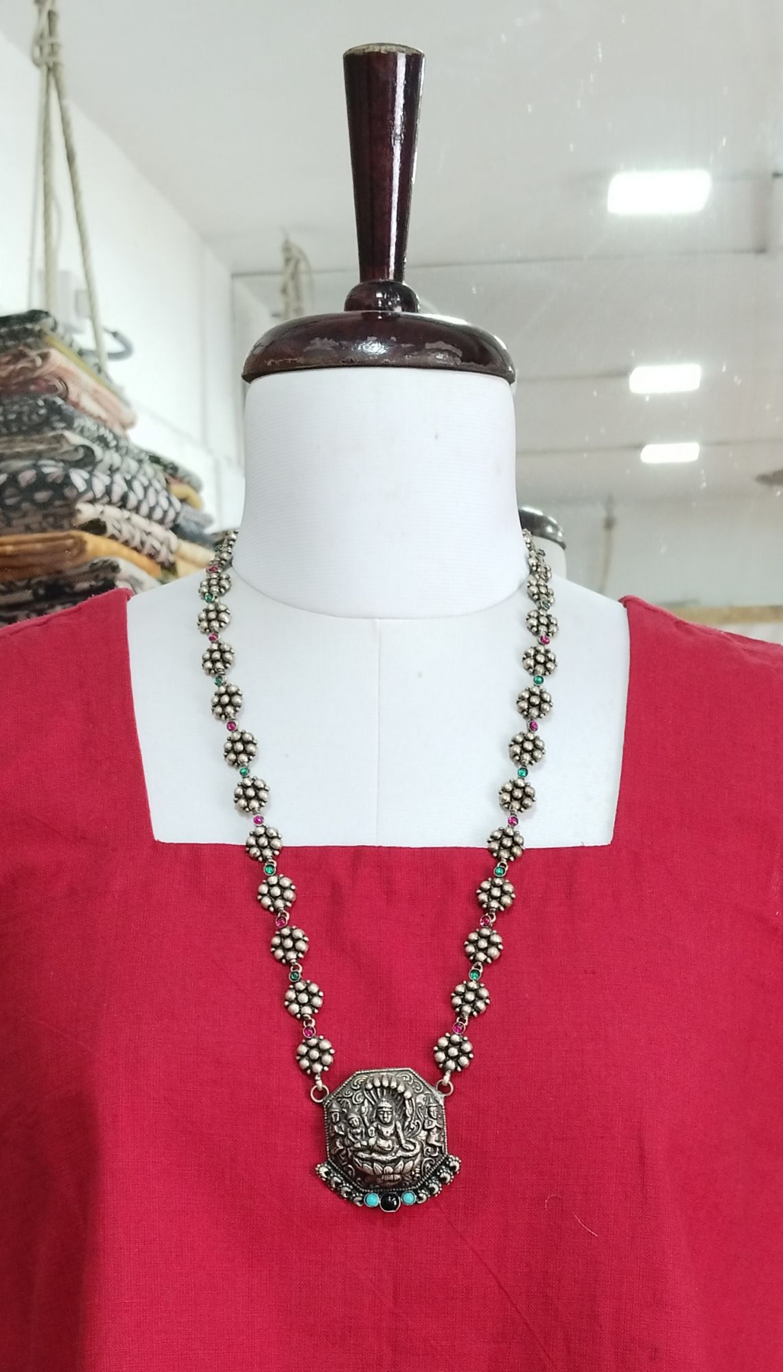 German Silver Long Chain With Pendant