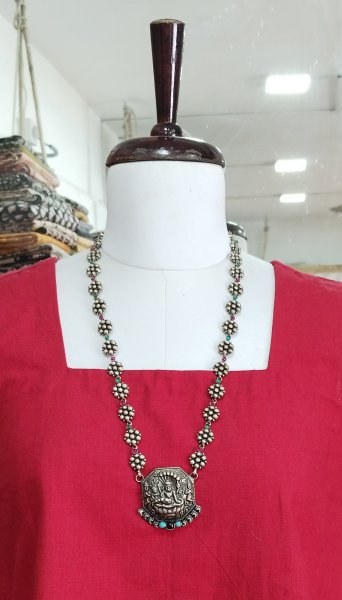 German Silver Long Chain With Pendant