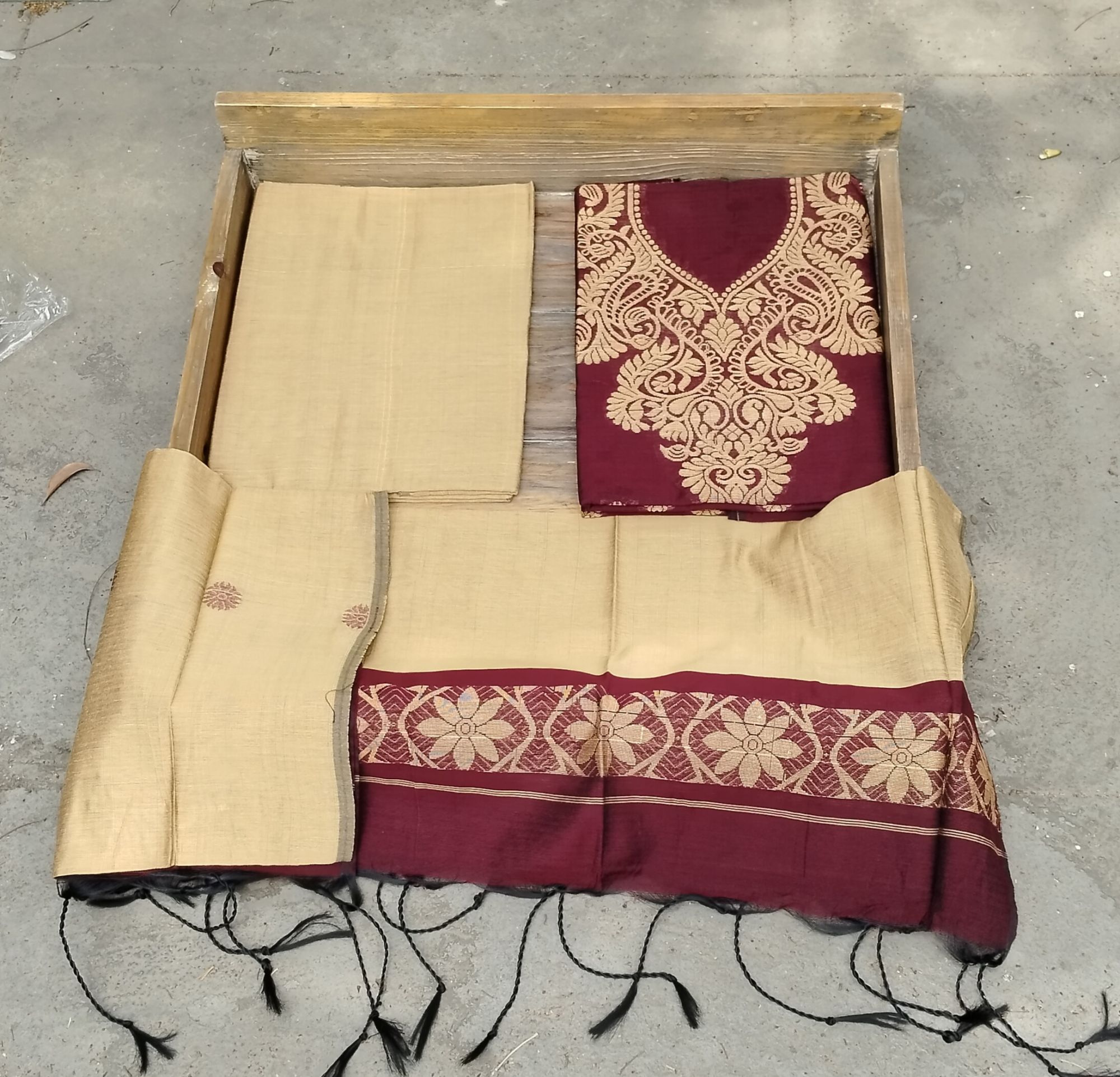 Jhamdani Weave Unstitched Dress Suits