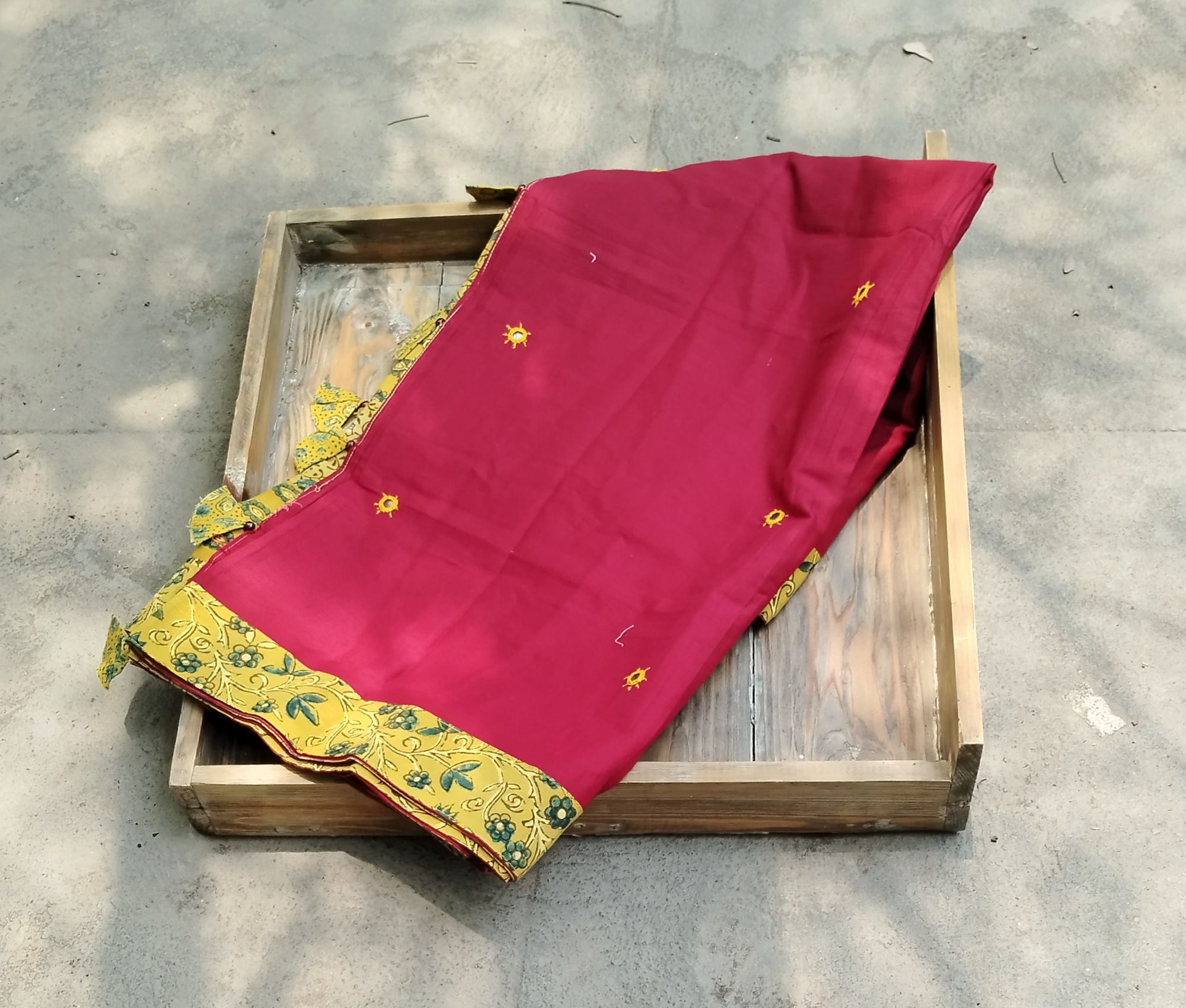 Mul Cotton Ajrakh Patch Work Saree