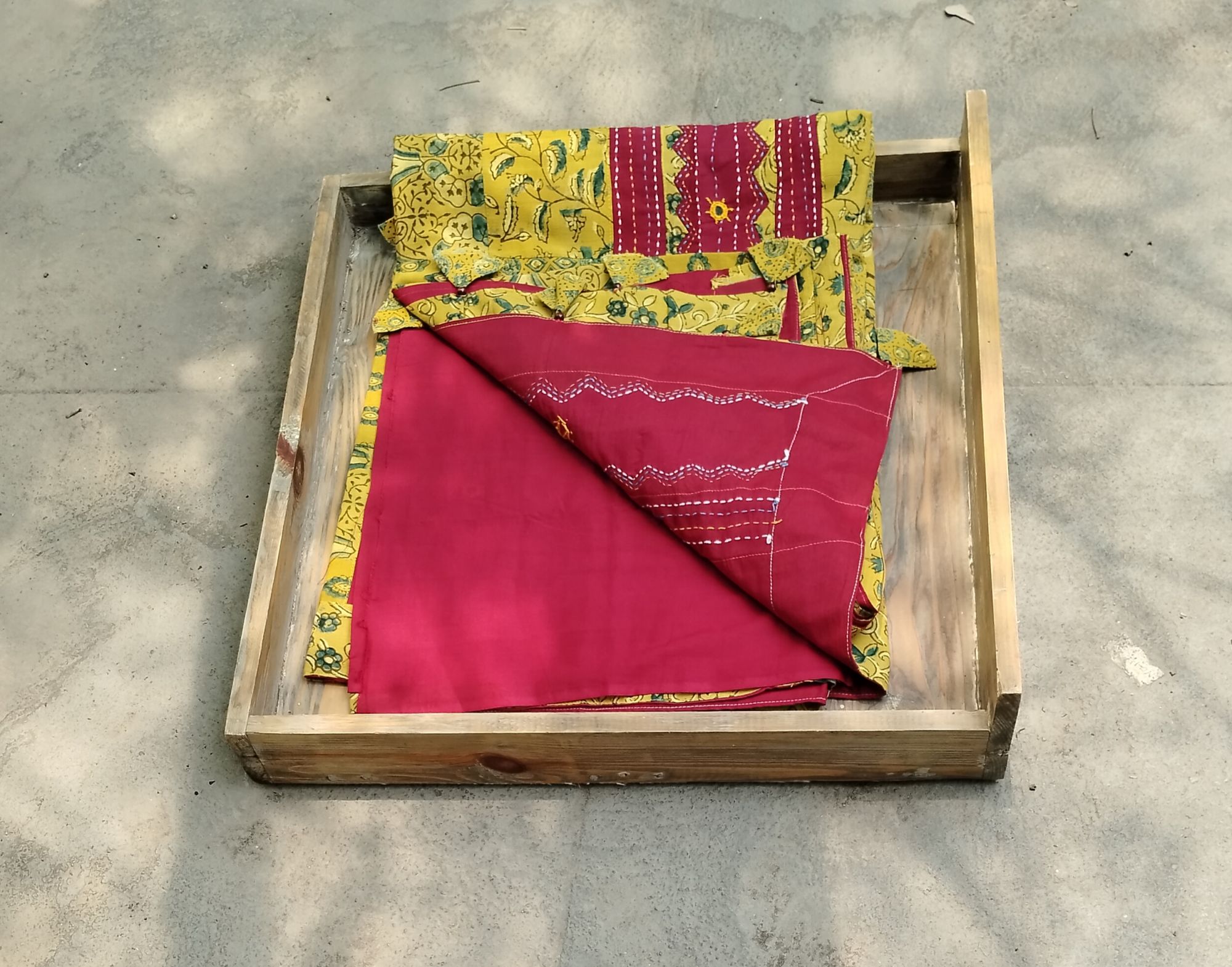 Mul Cotton Ajrakh Patch Work Saree