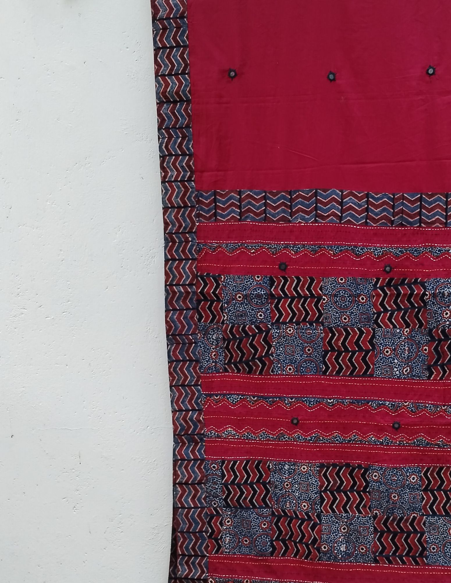 Mul Cotton Ajrakh Patch Work Saree