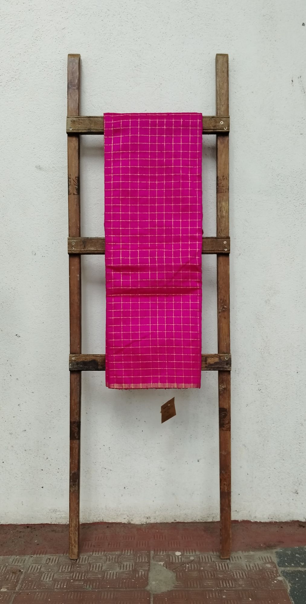 Checks Raw Silk Fabric