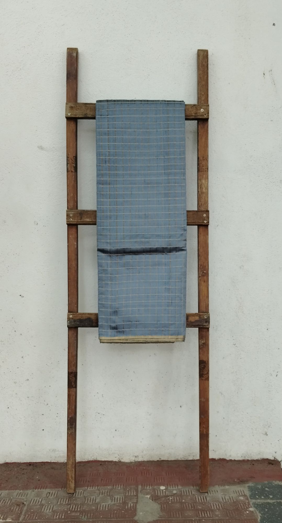 Checks Raw Silk Fabric