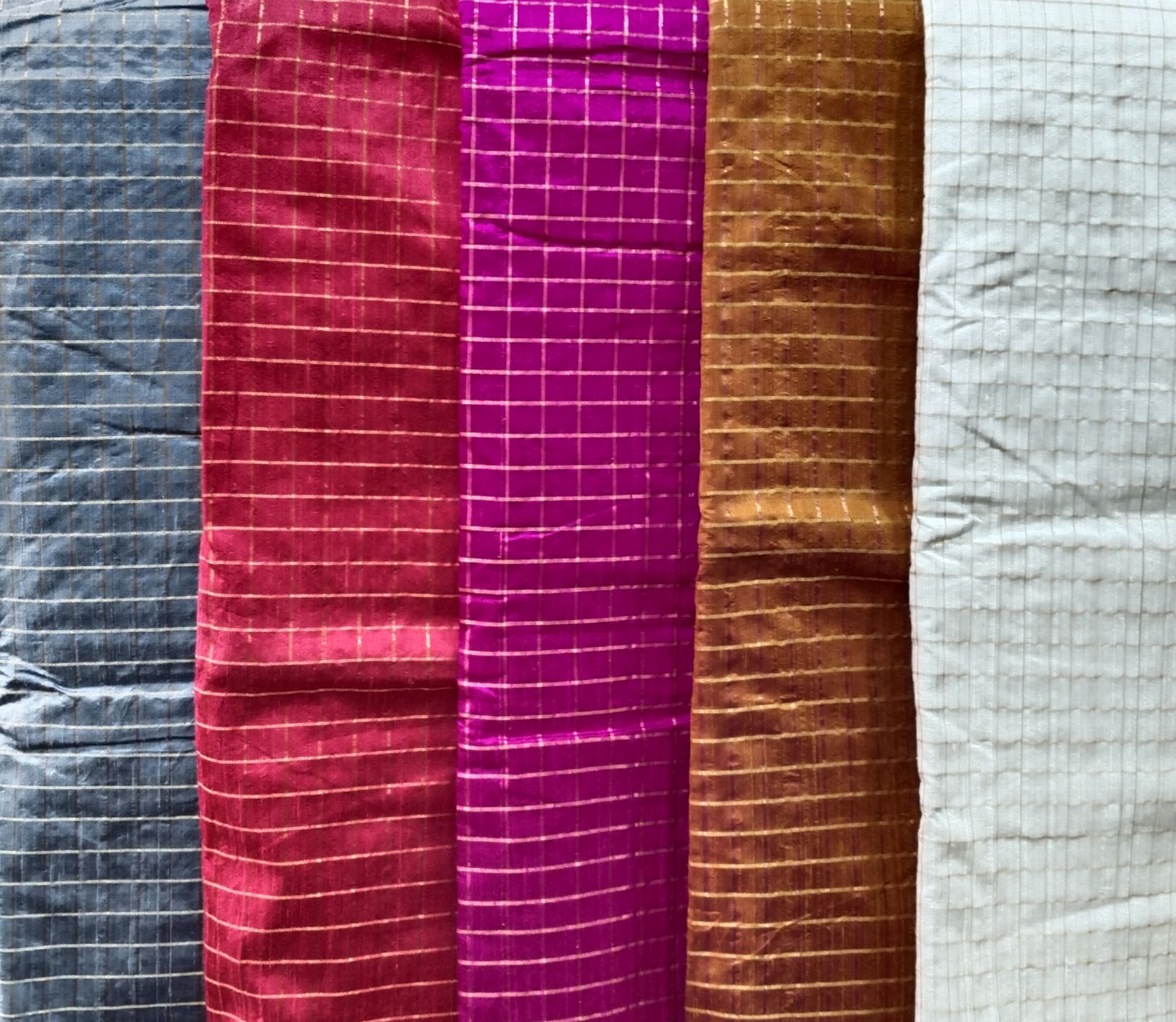 Checks Raw Silk Fabric