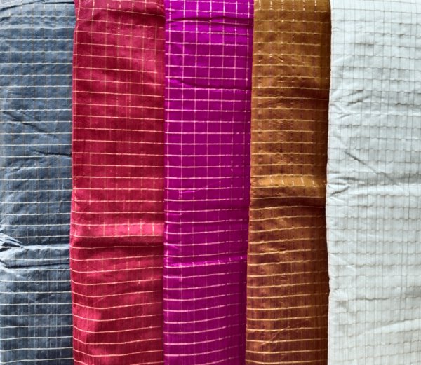 Checks Raw Silk Fabric