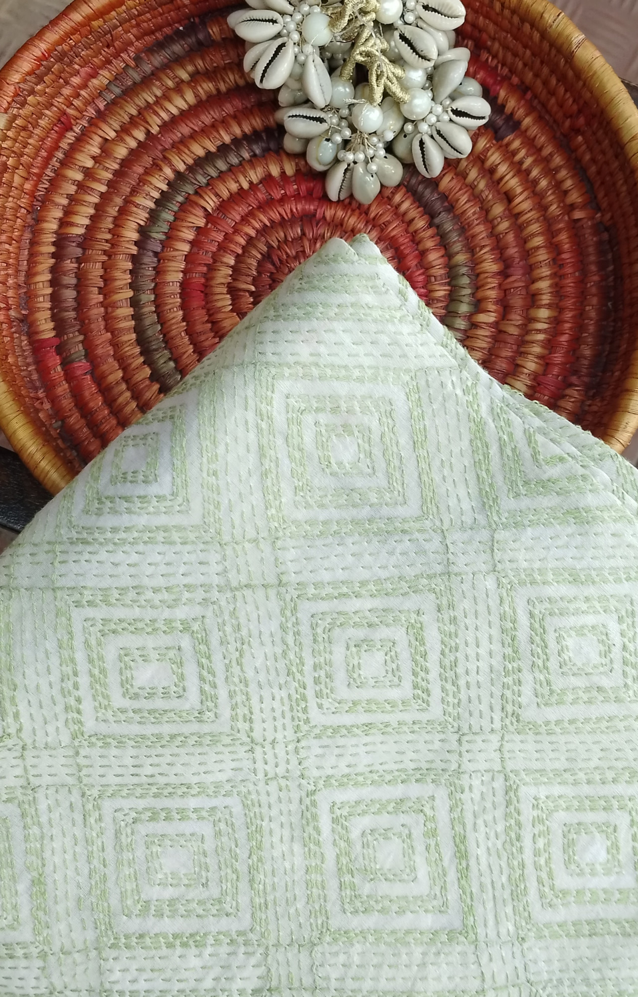 Kantha Work unstitched Silk Top Material