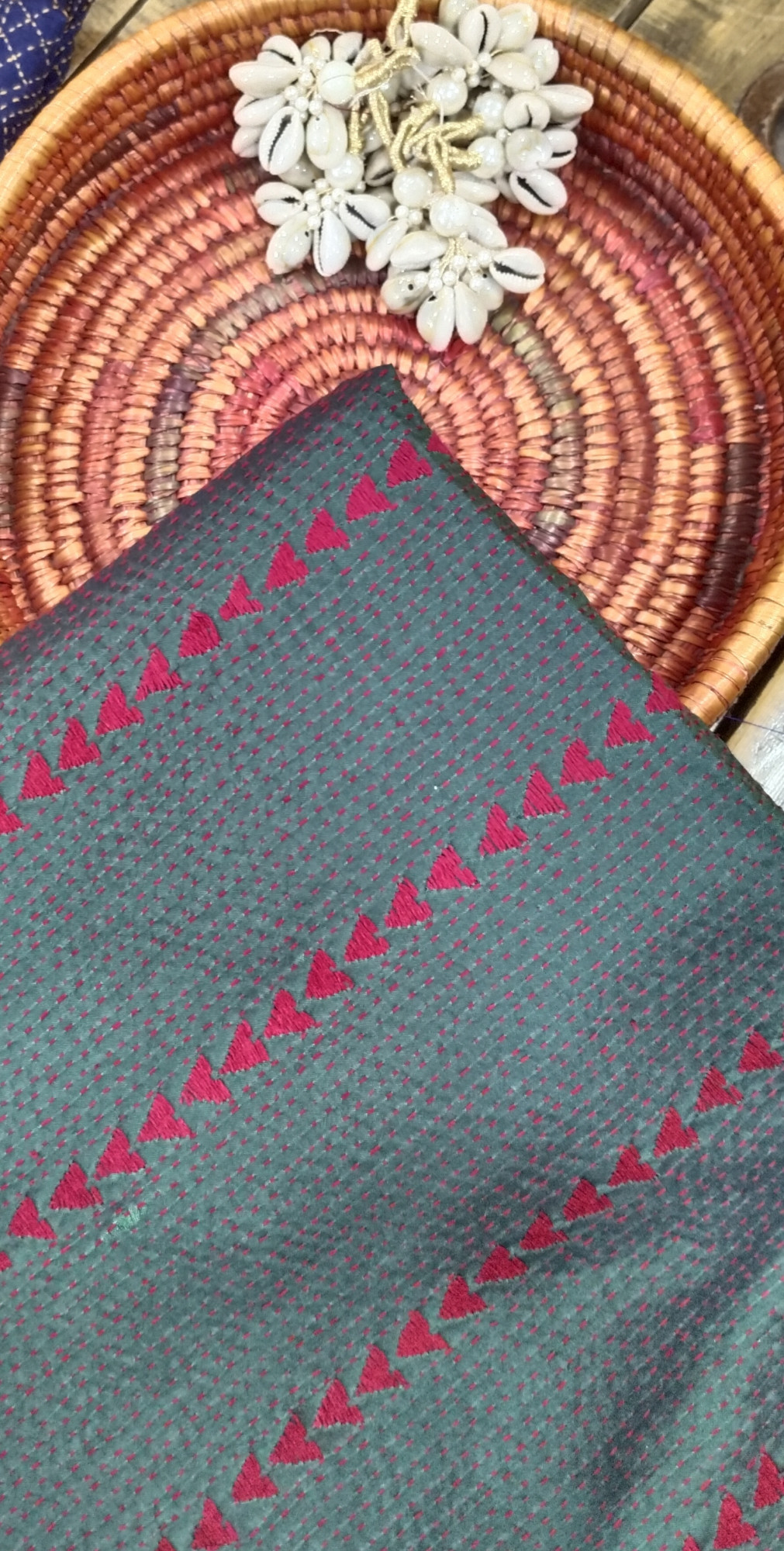 Kantha Work unstitched Silk Top Material