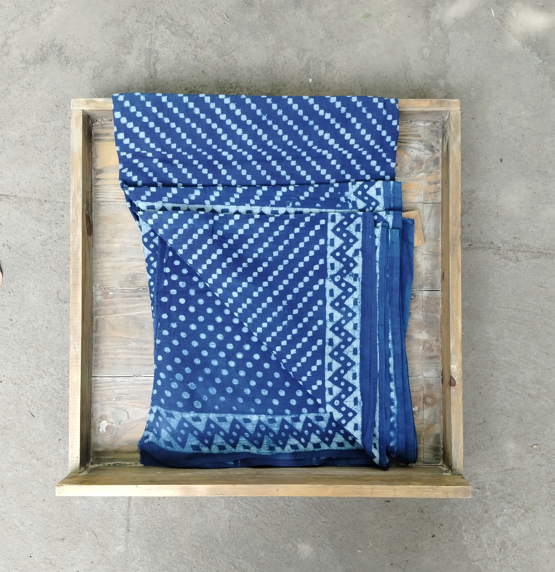 Indigo Handblock Cotton Saree