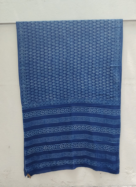 Indigo Handblock Cotton Saree