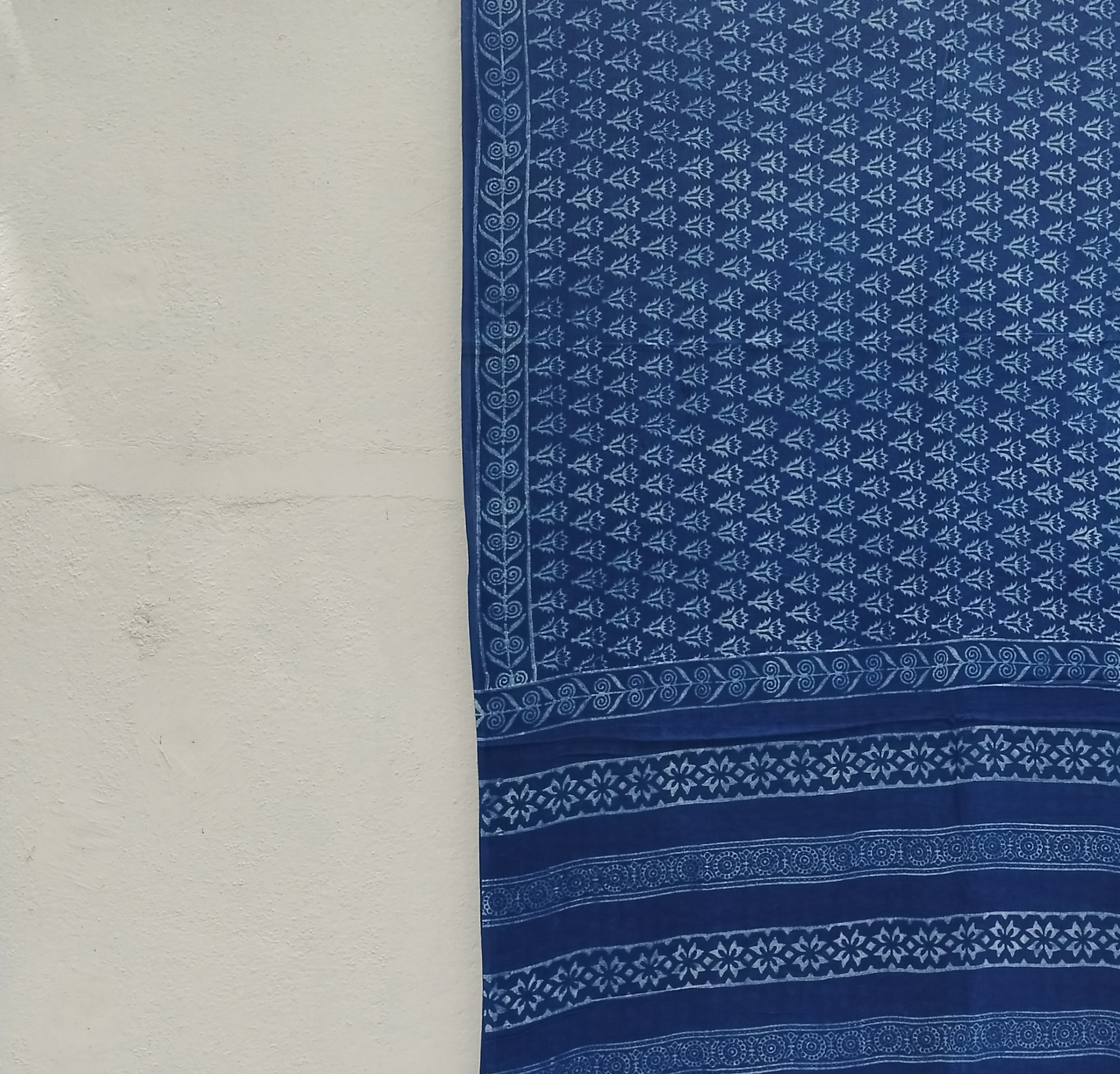 Indigo Handblock Cotton Saree