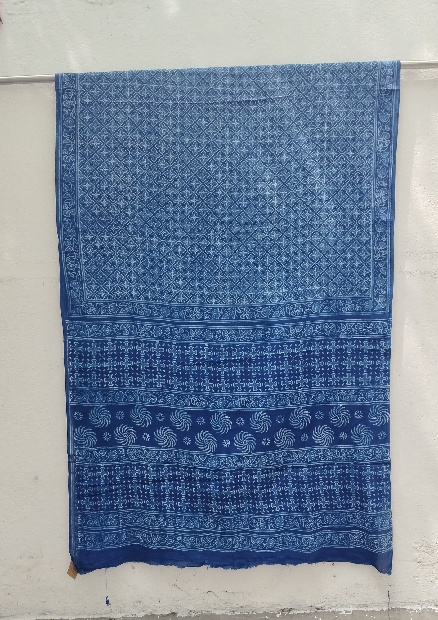 Indigo Handblock Cotton Saree