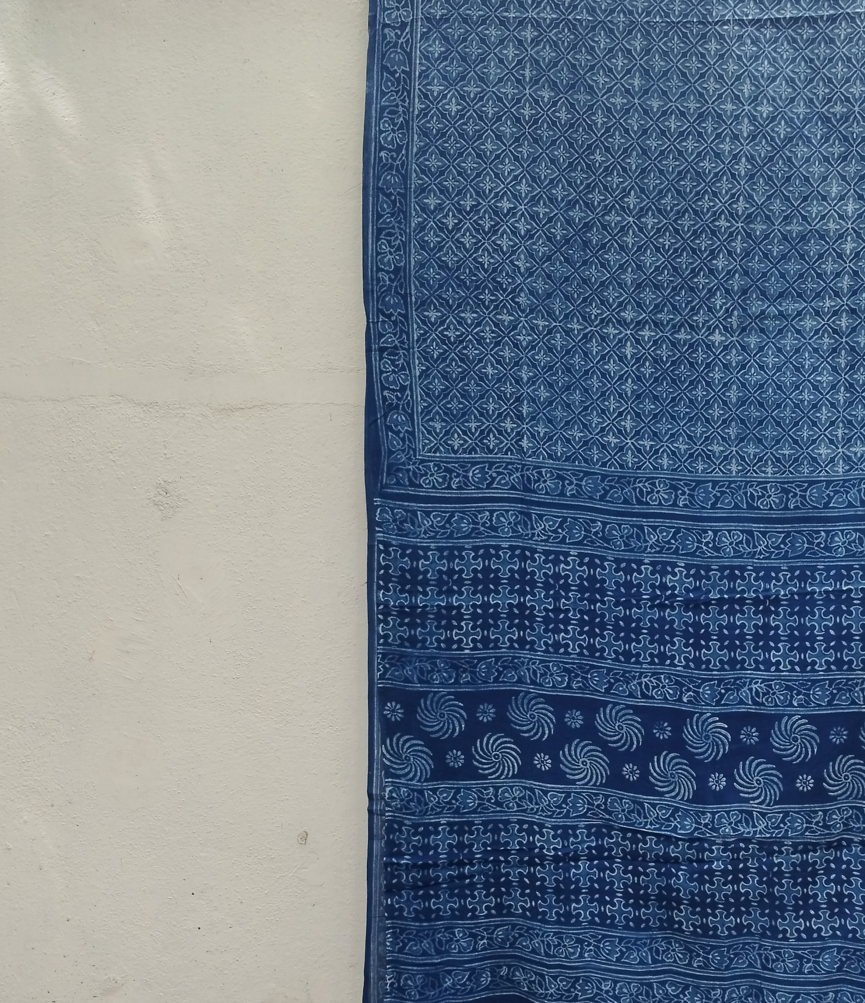 Indigo Handblock Cotton Saree