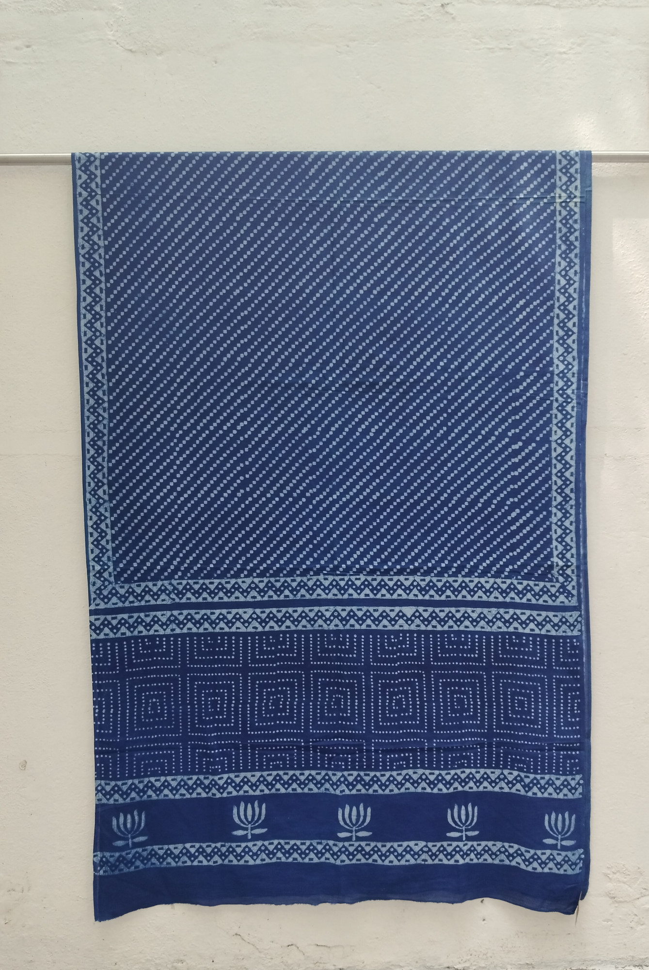 Indigo Handblock Cotton Saree