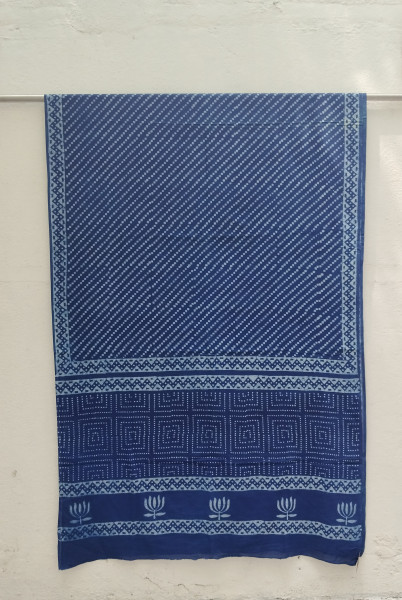 Indigo Handblock Cotton Saree