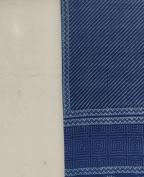 Indigo Handblock Cotton Saree