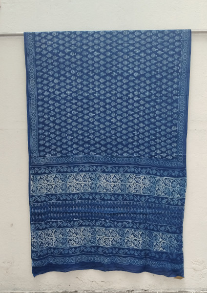 Indigo Handblock Cotton Saree