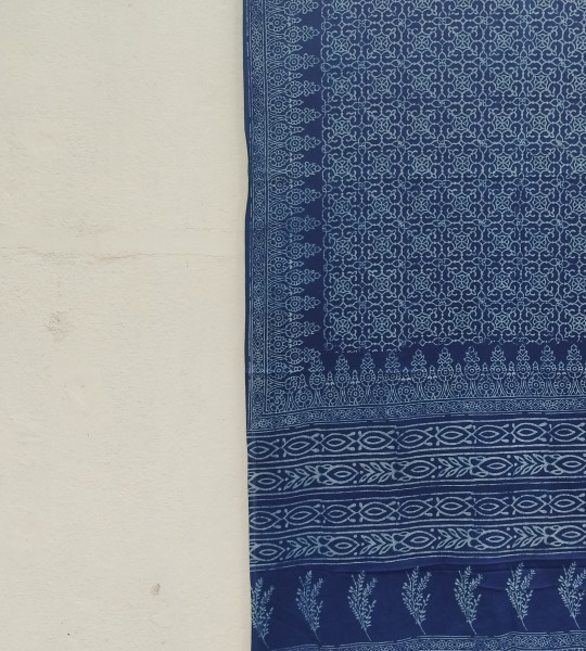 Indigo Handblock Cotton Saree