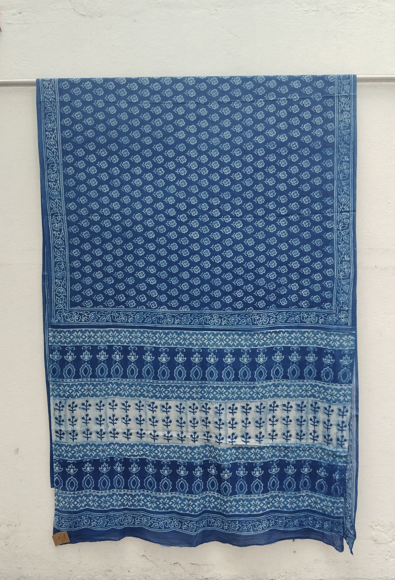 Indigo Handblock Cotton Saree