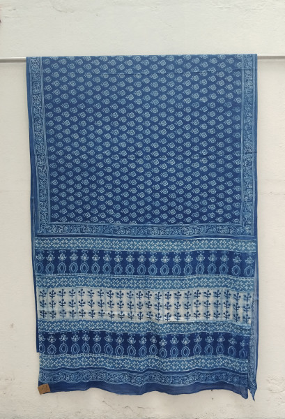 Indigo Handblock Cotton Saree