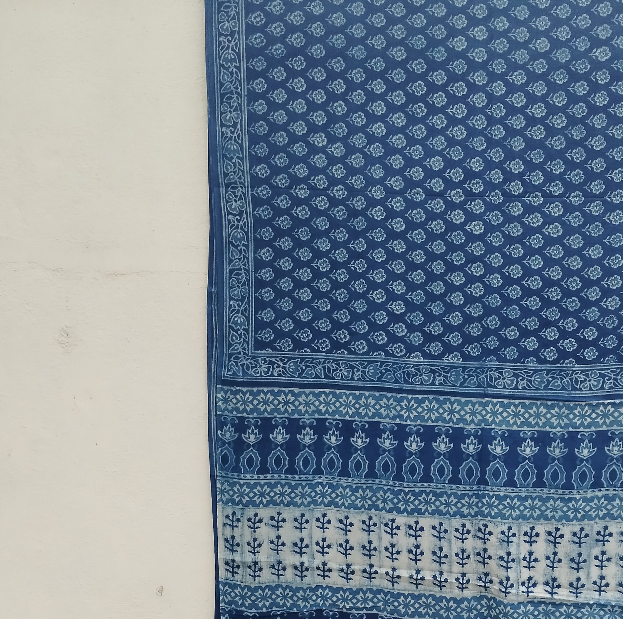 Indigo Handblock Cotton Saree