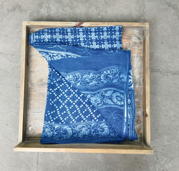 Indigo Handblock Cotton Saree