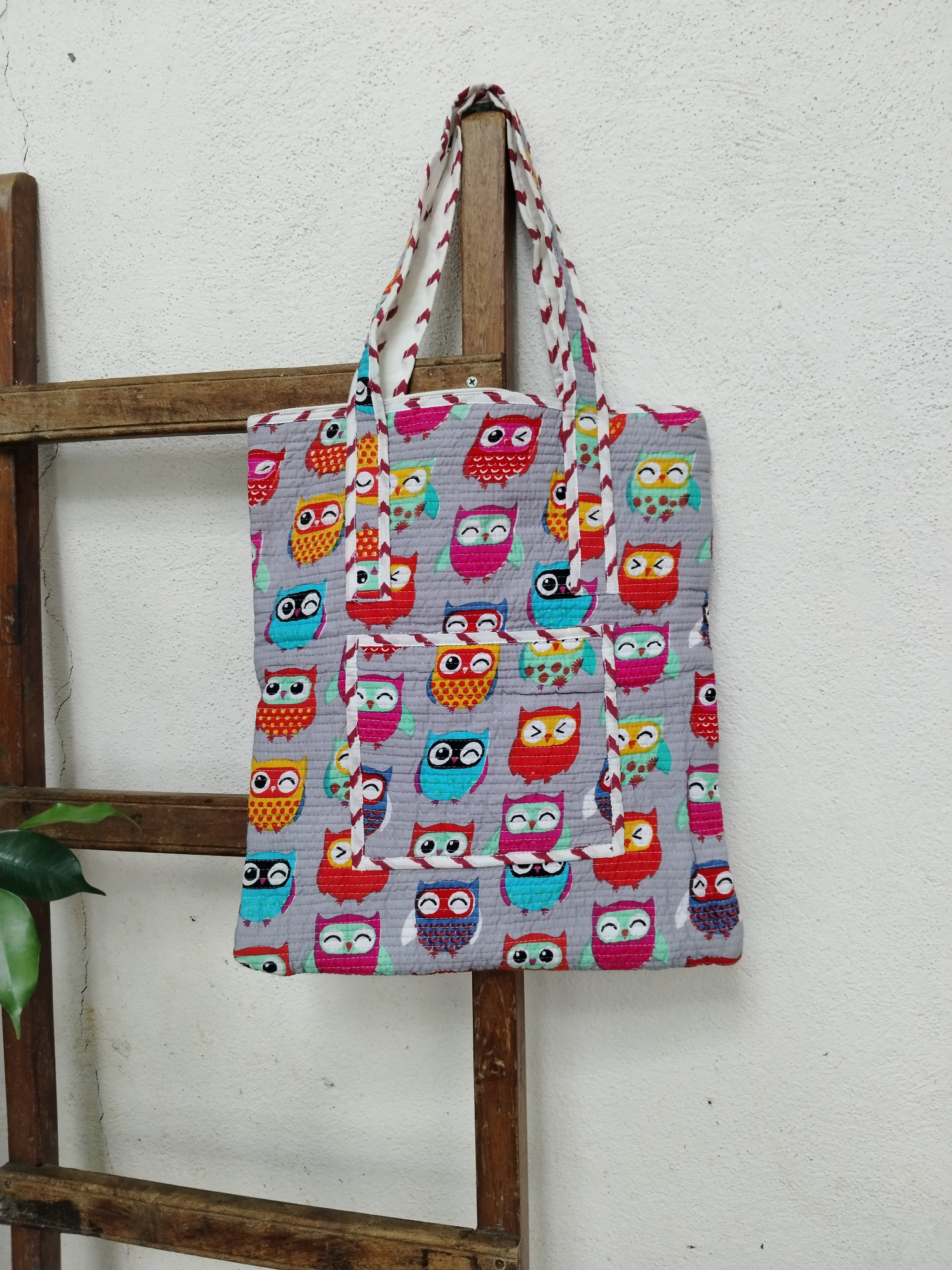 Hand Block Print Quilted Tote Bag