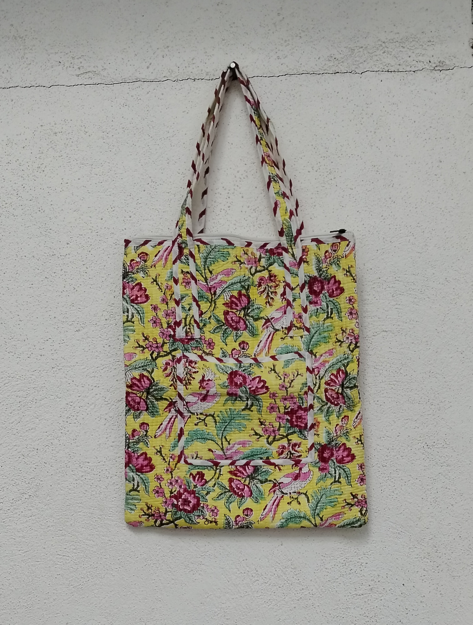 Hand Block Print Quilted Tote Bag