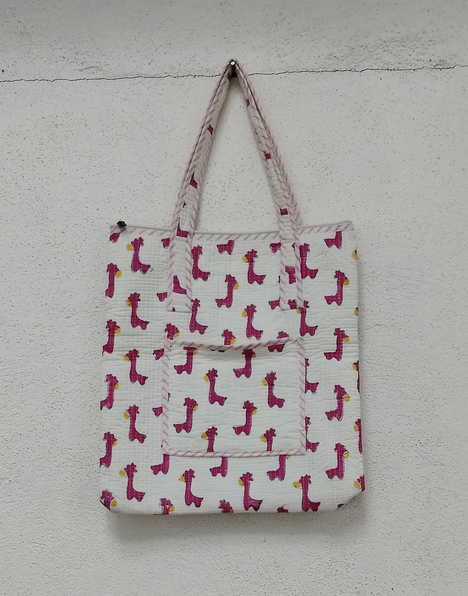 Hand Block Print Quilted Tote Bag