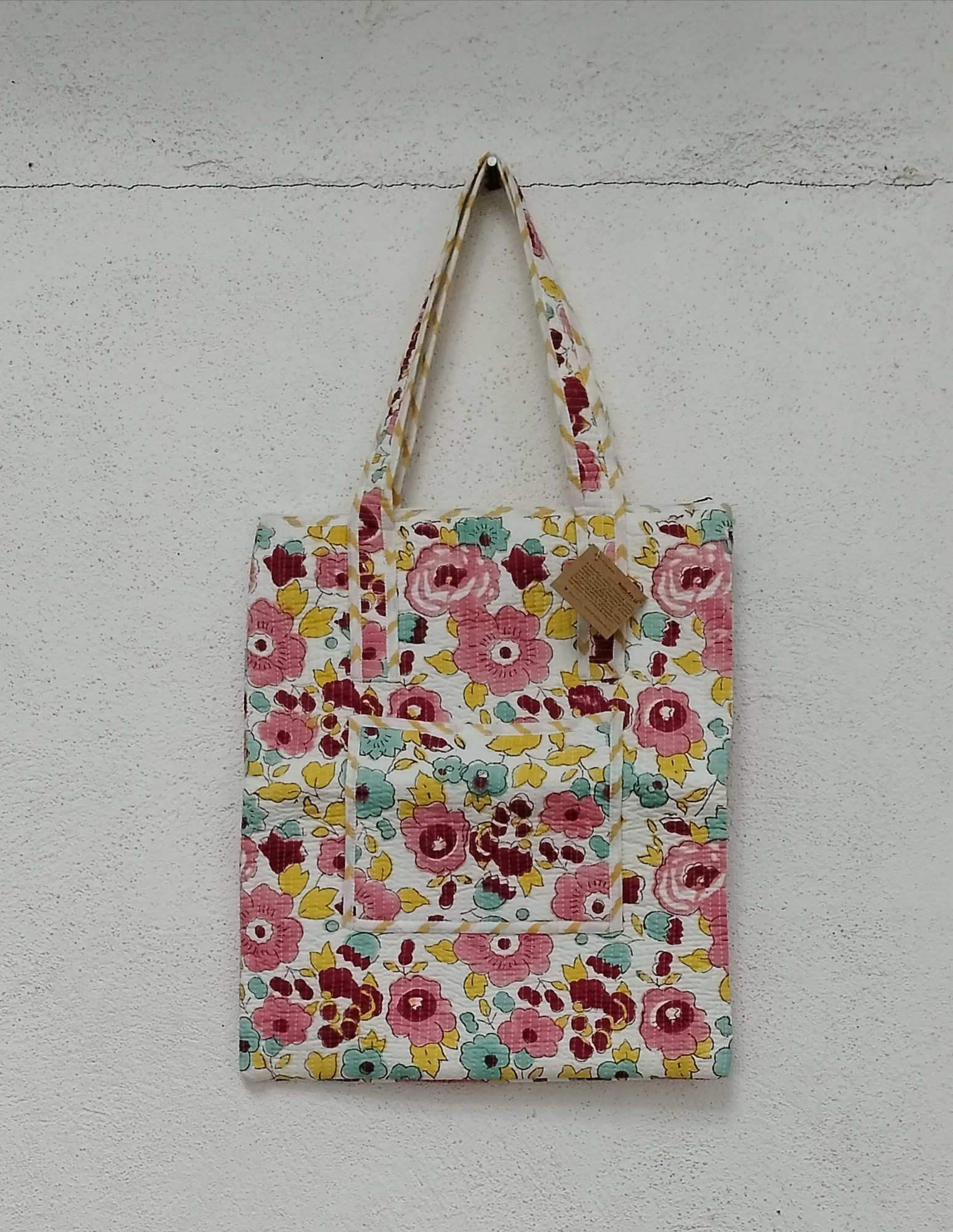 Hand Block Print Quilted Tote Bag