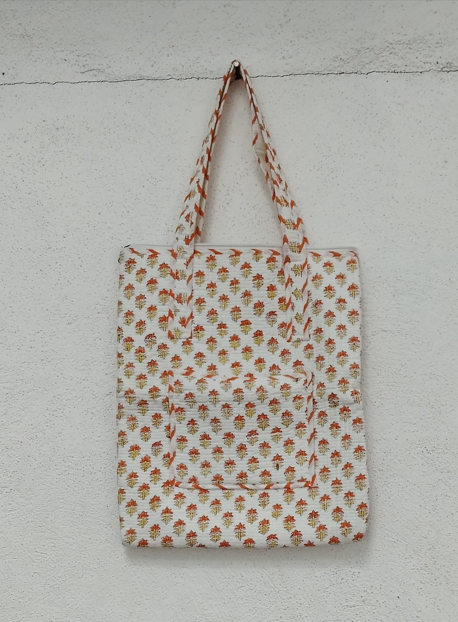 Hand Block Print Quilted Tote Bag