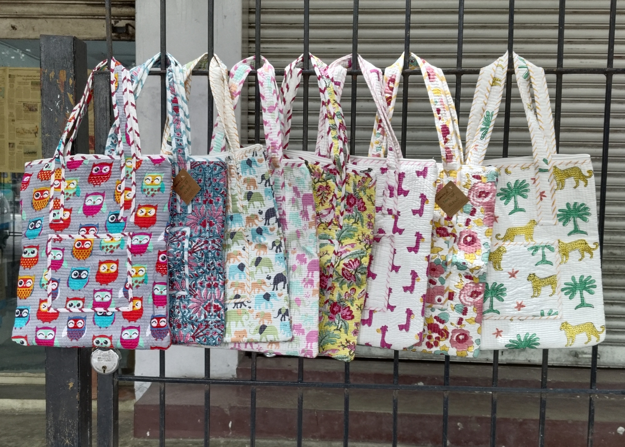 Hand Block Print Quilted Tote Bag