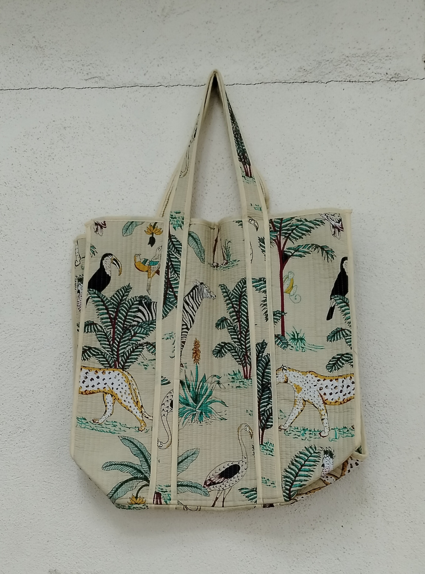 Hand Block Print Quilted Tote Bag