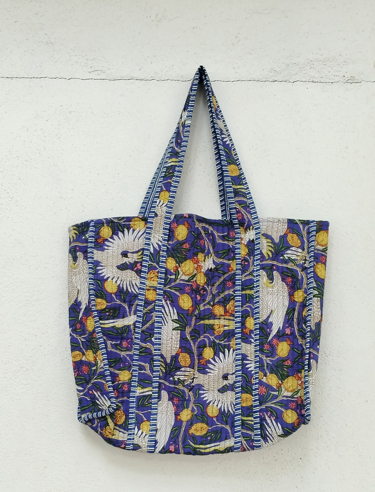 Hand Block Print Quilted Tote Bag