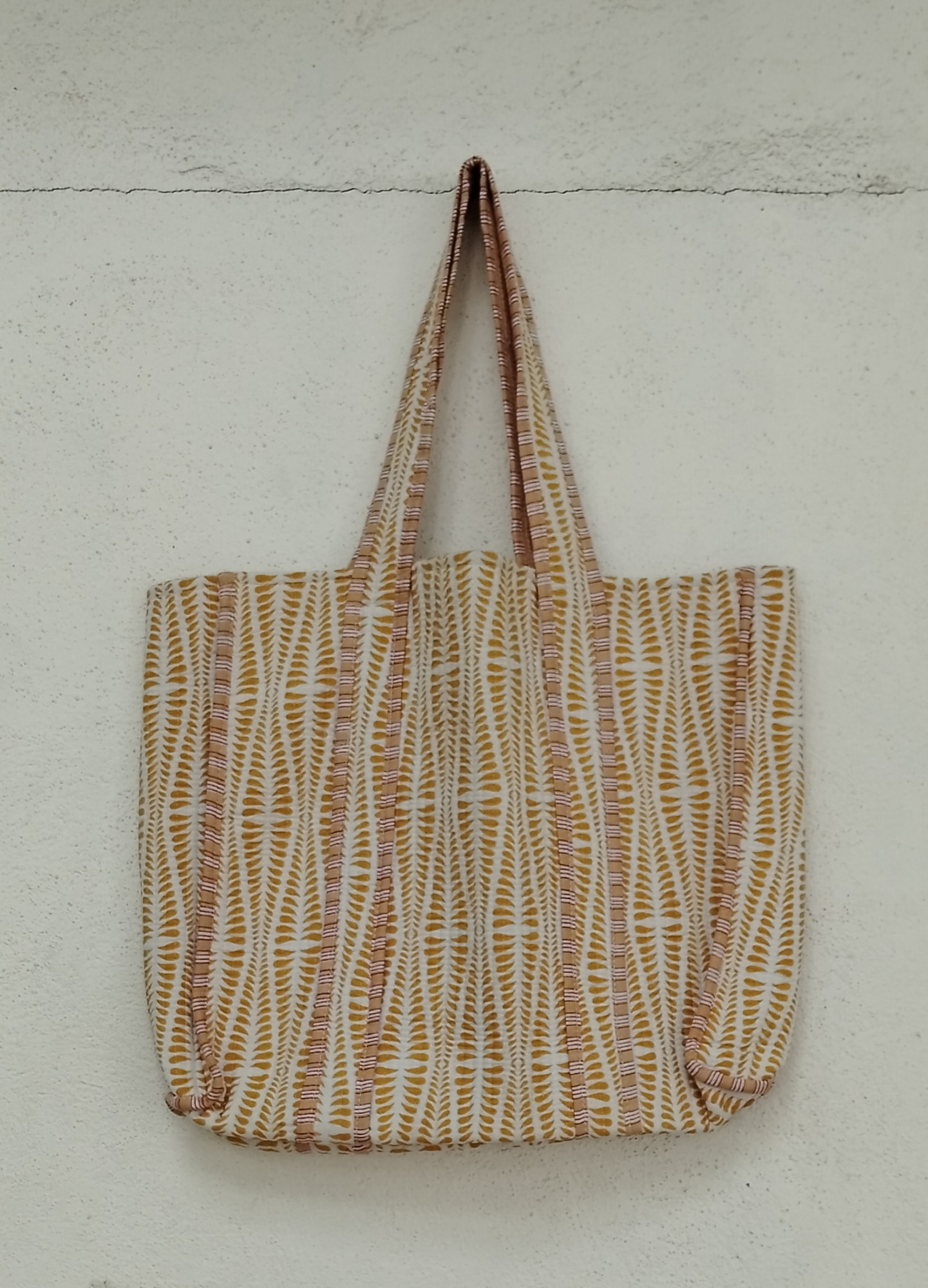 Hand Block Print Quilted Tote Bag